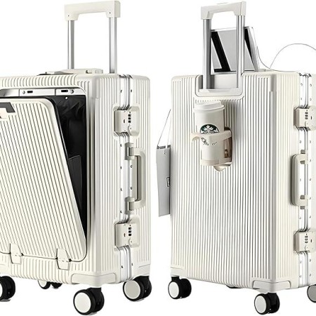 Multifunctional Favorite Travel❤️ Luggage, Phone Stand, Cup Holder, USB Charger Port