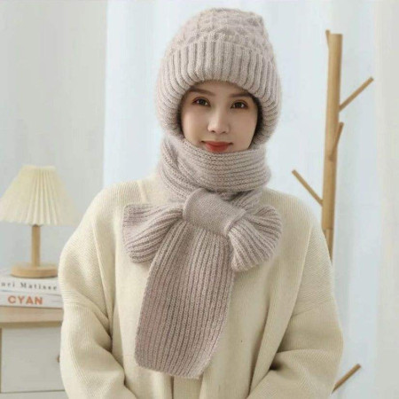 2 in 1 Winter Protection Windproof Cap with Scarf (ASH)