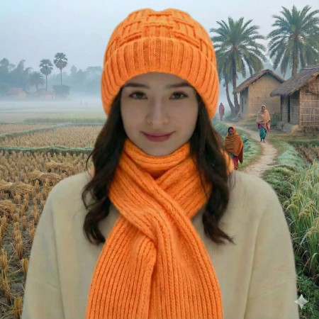 Winter Protection Windproof Cap with Scarf (Light Orange)
